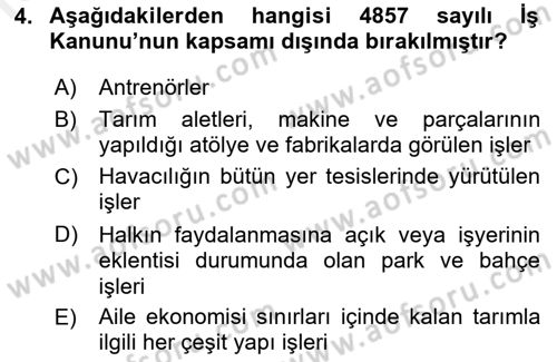 Bireysel İş Hukuku Dersi 2018 - 2019 Yılı (Vize) Ara Sınav Soruları 4. Soru