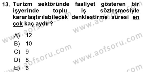 Bireysel İş Hukuku Dersi 2018 - 2019 Yılı (Final) Dönem Sonu Sınav Soruları 13. Soru