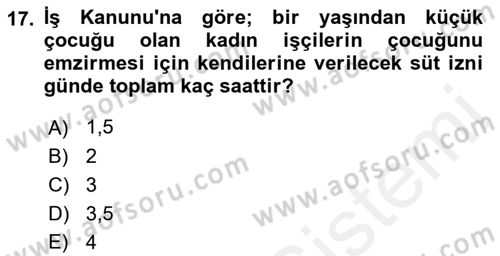 Bireysel İş Hukuku Dersi 2018 - 2019 Yılı (Final) Dönem Sonu Sınav Soruları 17. Soru