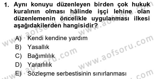 Bireysel İş Hukuku Dersi 2018 - 2019 Yılı Yaz Okulu Sınav Soruları 1. Soru