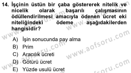 Bireysel İş Hukuku Dersi 2019 - 2020 Yılı (Vize) Ara Sınav Soruları 14. Soru