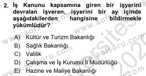Bireysel İş Hukuku Dersi 2019 - 2020 Yılı (Vize) Ara Sınav Soruları 2. Soru