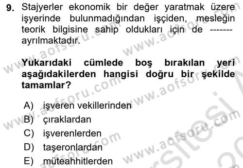 Bireysel İş Hukuku Dersi 2019 - 2020 Yılı (Vize) Ara Sınav Soruları 9. Soru