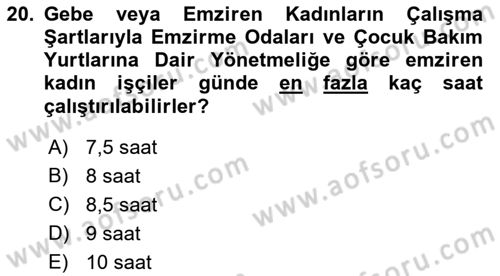 Bireysel İş Hukuku Dersi 2019 - 2020 Yılı (Final) Dönem Sonu Sınav Soruları 20. Soru