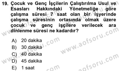 Bireysel İş Hukuku Dersi 2020 - 2021 Yılı Yaz Okulu Sınav Soruları 19. Soru