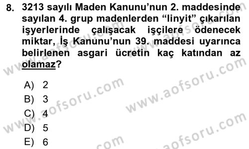 Bireysel İş Hukuku Dersi 2020 - 2021 Yılı Yaz Okulu Sınav Soruları 8. Soru