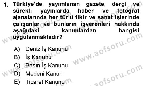 Bireysel İş Hukuku Dersi 2021 - 2022 Yılı (Vize) Ara Sınav Soruları 1. Soru