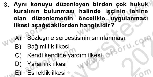 Bireysel İş Hukuku Dersi 2021 - 2022 Yılı (Vize) Ara Sınav Soruları 3. Soru