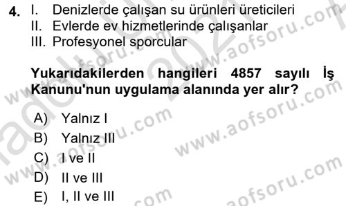 Bireysel İş Hukuku Dersi 2021 - 2022 Yılı (Vize) Ara Sınav Soruları 4. Soru
