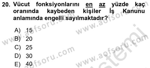 Bireysel İş Hukuku Dersi 2021 - 2022 Yılı Yaz Okulu Sınav Soruları 20. Soru