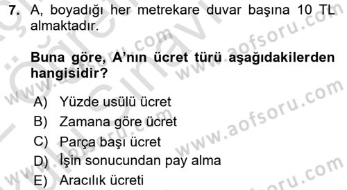 Bireysel İş Hukuku Dersi 2021 - 2022 Yılı Yaz Okulu Sınav Soruları 7. Soru
