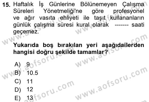Bireysel İş Hukuku Dersi 2022 - 2023 Yılı (Final) Dönem Sonu Sınav Soruları 15. Soru