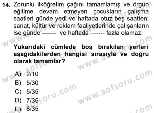 Bireysel İş Hukuku Dersi 2023 - 2024 Yılı (Vize) Ara Sınav Soruları 14. Soru