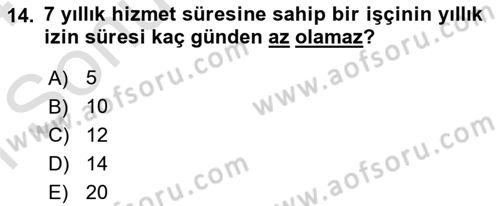 Bireysel İş Hukuku Dersi 2023 - 2024 Yılı (Final) Dönem Sonu Sınav Soruları 14. Soru