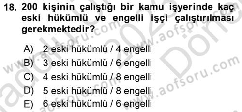 Bireysel İş Hukuku Dersi 2023 - 2024 Yılı (Final) Dönem Sonu Sınav Soruları 18. Soru