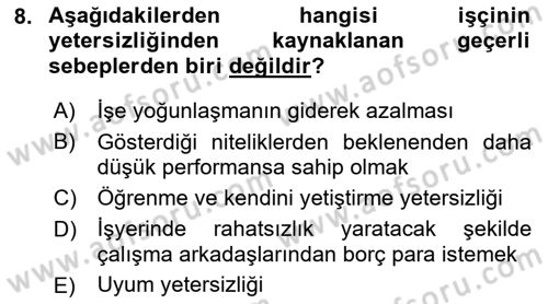 Bireysel İş Hukuku Dersi 2023 - 2024 Yılı (Final) Dönem Sonu Sınav Soruları 8. Soru