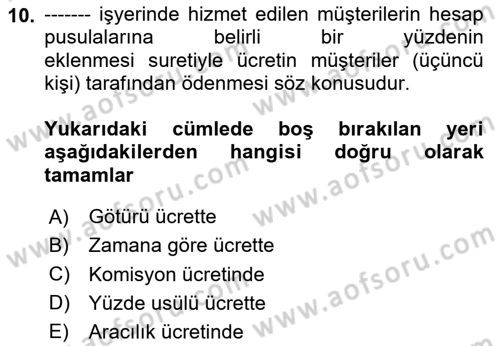 Bireysel İş Hukuku Dersi 2023 - 2024 Yılı Yaz Okulu Sınav Soruları 10. Soru