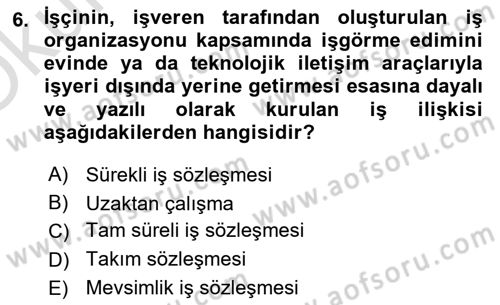 Bireysel İş Hukuku Dersi 2023 - 2024 Yılı Yaz Okulu Sınav Soruları 6. Soru