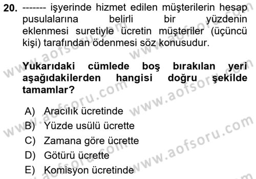 Bireysel İş Hukuku Dersi 2024 - 2025 Yılı (Vize) Ara Sınav Soruları 20. Soru