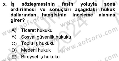 Bireysel İş Hukuku Dersi 2024 - 2025 Yılı (Vize) Ara Sınav Soruları 3. Soru