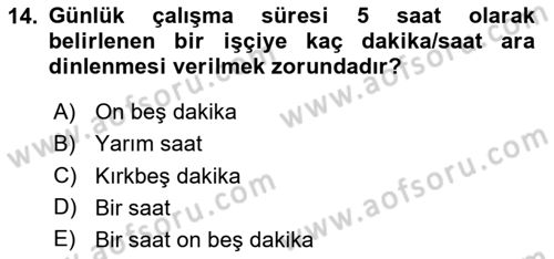 Bireysel İş Hukuku Dersi 2024 - 2025 Yılı (Final) Dönem Sonu Sınav Soruları 14. Soru