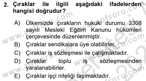Bireysel İş Hukuku Dersi 2024 - 2025 Yılı (Final) Dönem Sonu Sınav Soruları 2. Soru