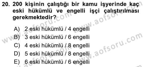 Bireysel İş Hukuku Dersi 2024 - 2025 Yılı (Final) Dönem Sonu Sınav Soruları 20. Soru