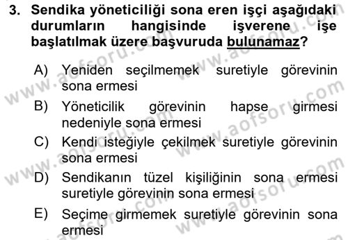 Bireysel İş Hukuku Dersi 2024 - 2025 Yılı (Final) Dönem Sonu Sınav Soruları 3. Soru