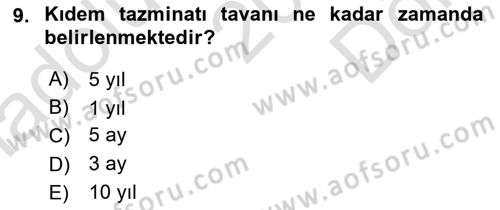 Bireysel İş Hukuku Dersi 2024 - 2025 Yılı (Final) Dönem Sonu Sınav Soruları 9. Soru