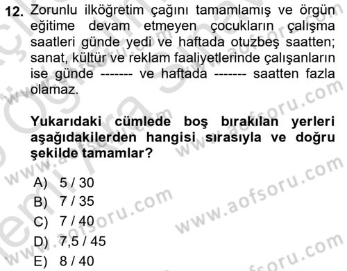 Bireysel İş Hukuku Dersi 2025 - 2026 Yılı (Vize) Ara Sınav Soruları 12. Soru