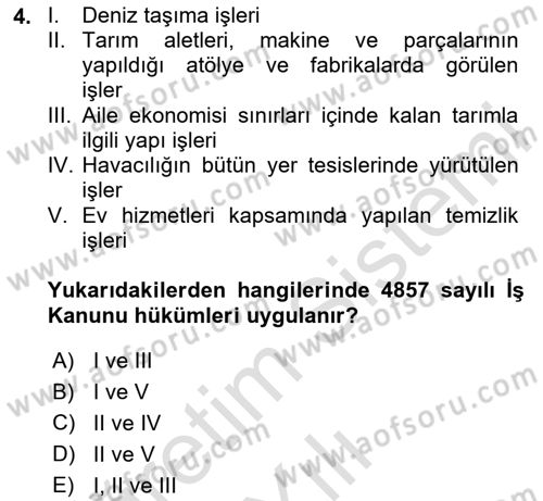 Bireysel İş Hukuku Dersi 2025 - 2026 Yılı (Vize) Ara Sınav Soruları 4. Soru