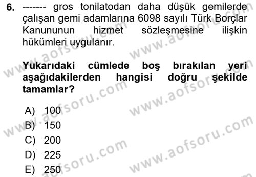 Bireysel İş Hukuku Dersi 2025 - 2026 Yılı (Vize) Ara Sınav Soruları 6. Soru