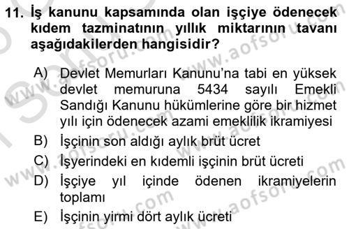 Bireysel İş Hukuku Dersi 2025 - 2026 Yılı (Final) Dönem Sonu Sınav Soruları 11. Soru