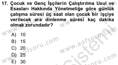 Bireysel İş Hukuku Dersi 2025 - 2026 Yılı (Final) Dönem Sonu Sınav Soruları 17. Soru