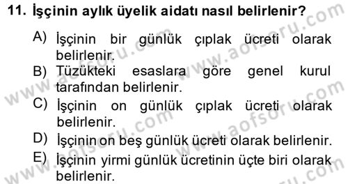 Toplu İş Hukuku Dersi 2012 - 2013 Yılı (Vize) Ara Sınav Soruları 11. Soru