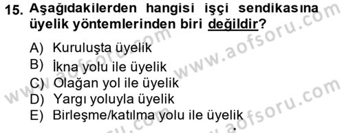 Toplu İş Hukuku Dersi 2012 - 2013 Yılı (Vize) Ara Sınav Soruları 15. Soru