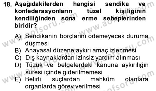 Toplu İş Hukuku Dersi 2012 - 2013 Yılı (Vize) Ara Sınav Soruları 18. Soru