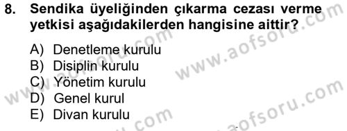 Toplu İş Hukuku Dersi 2012 - 2013 Yılı (Vize) Ara Sınav Soruları 8. Soru