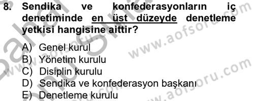 Toplu İş Hukuku Dersi 2012 - 2013 Yılı (Final) Dönem Sonu Sınav Soruları 8. Soru