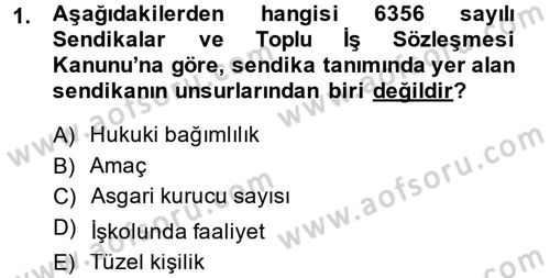 Toplu İş Hukuku Dersi 2013 - 2014 Yılı (Vize) Ara Sınav Soruları 1. Soru