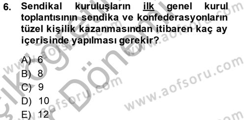 Toplu İş Hukuku Dersi 2013 - 2014 Yılı (Vize) Ara Sınav Soruları 6. Soru