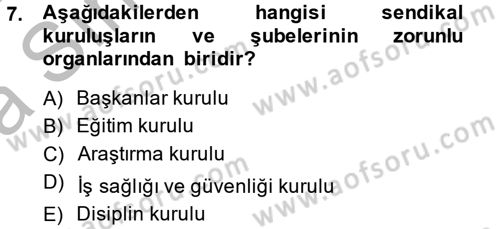 Toplu İş Hukuku Dersi 2013 - 2014 Yılı (Vize) Ara Sınav Soruları 7. Soru