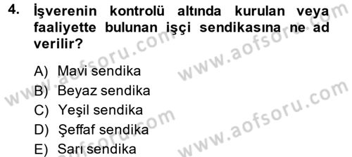 Toplu İş Hukuku Dersi 2013 - 2014 Yılı (Final) Dönem Sonu Sınav Soruları 4. Soru