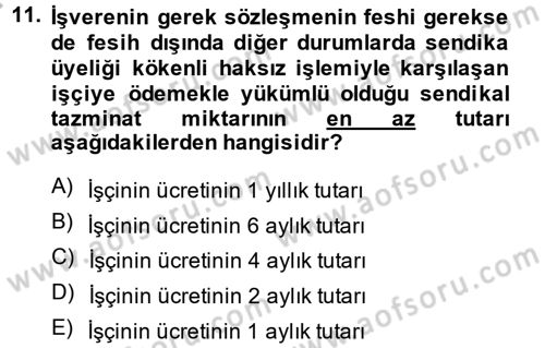 Toplu İş Hukuku Dersi 2014 - 2015 Yılı (Vize) Ara Sınav Soruları 11. Soru