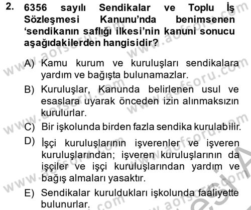 Toplu İş Hukuku Dersi 2014 - 2015 Yılı (Vize) Ara Sınav Soruları 2. Soru