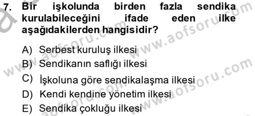 Toplu İş Hukuku Dersi 2014 - 2015 Yılı (Vize) Ara Sınav Soruları 7. Soru