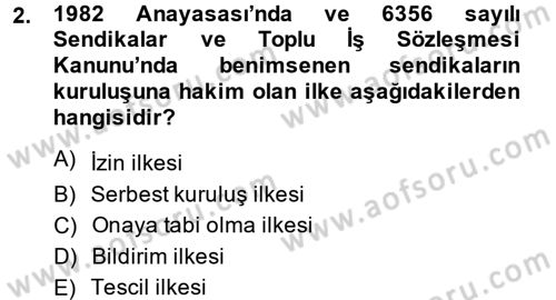Toplu İş Hukuku Dersi 2014 - 2015 Yılı (Final) Dönem Sonu Sınav Soruları 2. Soru