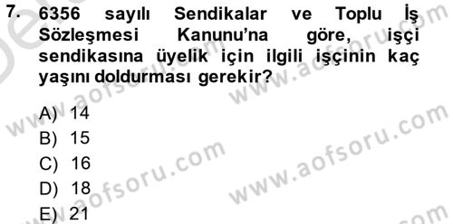 Toplu İş Hukuku Dersi 2014 - 2015 Yılı Tek Ders Sınav Soruları 7. Soru