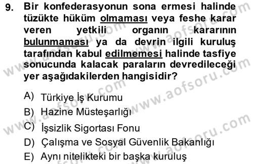 Toplu İş Hukuku Dersi 2014 - 2015 Yılı Tek Ders Sınav Soruları 9. Soru