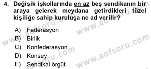 Toplu İş Hukuku Dersi 2015 - 2016 Yılı (Vize) Ara Sınav Soruları 4. Soru